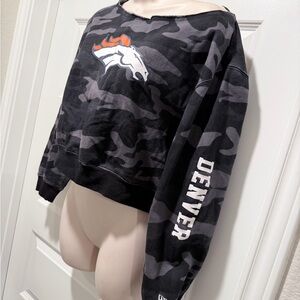 Denver Broncos Camouflage Black and Gray Women's off the shoulder Sweater